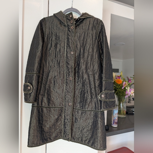 Bernardo Forest Green Velvet Trim Coat, XS - Picture 1 of 10